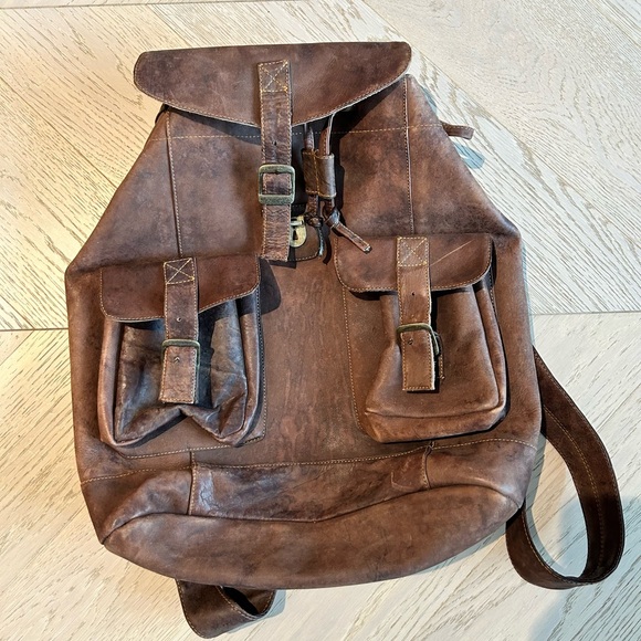 Handbags - Vintage Brown Leather Backpack